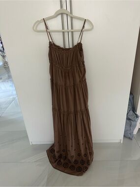 Juicy Couture Brown Tiered Maxi Dress with Eyelet Detail